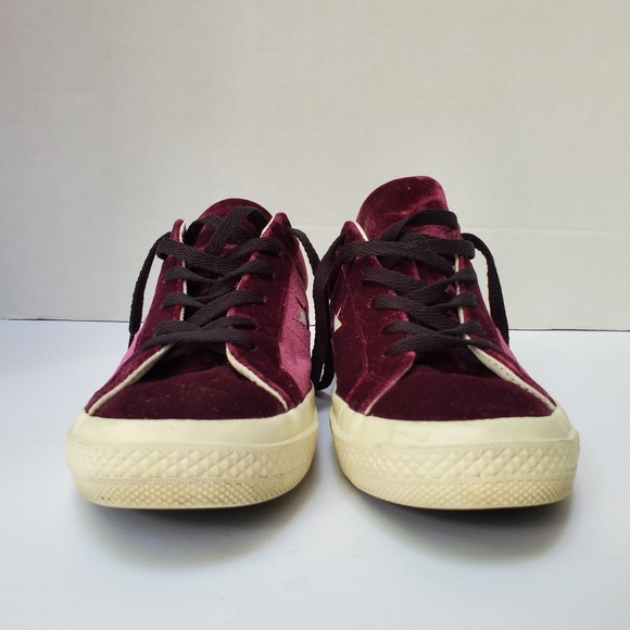 CONVERSE One Star "Ox" Maroon Velvet Low Top Sneaker 5.5/JUNIORS or 7.5/WOMENS - Picture 3 of 11